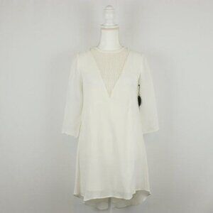 Amuse Society Good Vibes Women's XS White 3/4 Sleeve A-Line Woven Mini Dress NWT